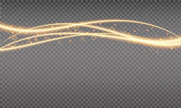 radiante oro remolino con luminiscente bokeh vector