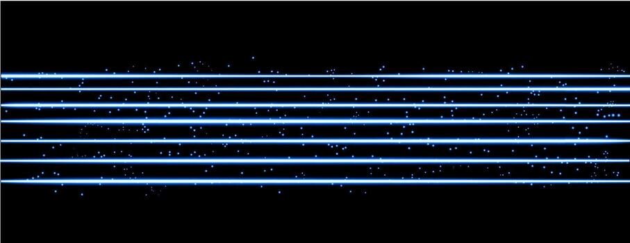 Blue swoosh neon wave over dark background. Shimmering waves with light effect and star dust trail. Blue swoosh design for web and print. vector