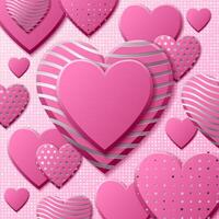 Pink heart shapes on a patterned background vector