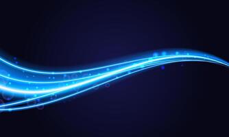 Radiant Blue Wave Trail with Sparkles and Glow vector