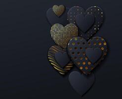Black and gold heart designs vector