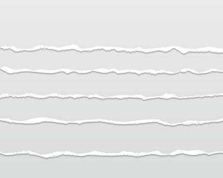 Realistic torn paper edges. Ripped paper overlay for web design, print templates, or digital scrapbooking. vector