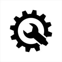 Repair service logo design template. Wrench and gear sign isolated on white background. vector
