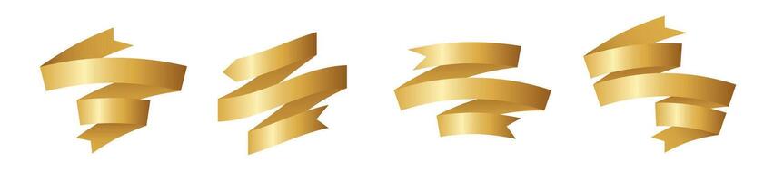 Gold ribbon for title, design of promotional products, highlight title or promotional information. Banner, ribbon for web or print, vector