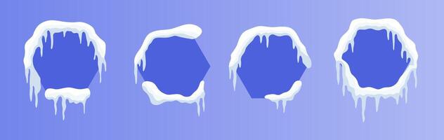 Versatile Snow-Capped Banners. Customizable hexagon Winter Ad Designs vector