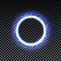 Circle realistic lightning. Thunder spark light, fireball. Illuminated realistic path of thunder and many sparks. Bright curved line. vector