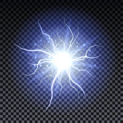 Lightning strikes, sparks, electrical energy. Lightning flash and spark.