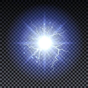 Lightning strikes and sparks, electrical energy. Lightning flash and spark. neural cells system. vector