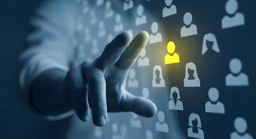 Person Selection with Hand Pointing to Highlighted Icon photo