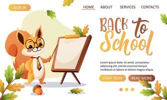 Squirrel presenting back to school theme vector