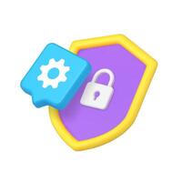 Security shield with gear and lock vector