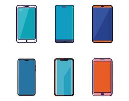 Mobile Phone Technology Illustration with Modern Smartphones and Colorful Screen Displays Representing Communication and Digital Lifestyle vector