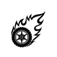 Illustration of a flaming tire from a high speed race car vector