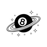 Illustration of an 8 ball pool ball with a Saturn ring vector