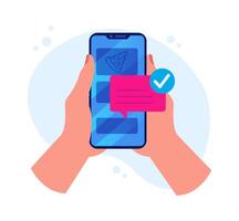 Message flat icon Accept purchase Online order by phone vector