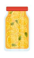 Glass jar with canned citrus flat icon Sweet lemons vector