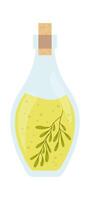 Glass bottle for olive oil flat icon vector