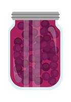 Glass jar with black olives flat icon Organic food vector