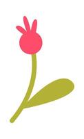 Closed pink spring flower flat icon Garden vector