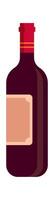 Red wine in bottle flat icon Alcohol drink vector