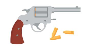 Gun with bullet flat icon Weapon Detective set vector