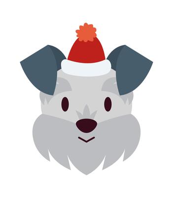 Funny dog with small hat flat icon Decor element