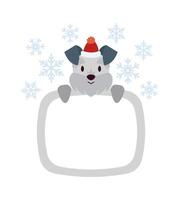 Funny dog flat icon Frame with winter animal vector