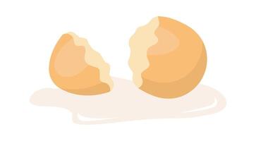 Eggshell flat icon Organic food waste Rotten meal vector
