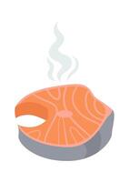 Organic waste flat icon Unhealthy fish dish Rotten food vector