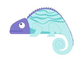 Chameleon with blue skin flat icon Wild animal vector