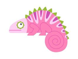Wildlife flat icon Chameleon with pink skin vector