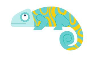 Blue and yellow chameleon skin flat icon Wild animal vector