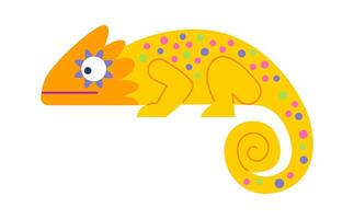 Yellow skin chameleon flat icon Wild animal vector
