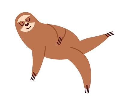 Lazy sloth lying flat icon Wild animal vector