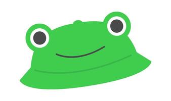 Funny green frog hat flat icon Cartoon element vector