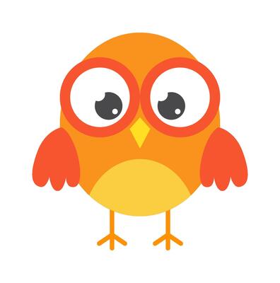 Cute orange owl flat icon Cartoon design element
