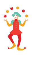 Juggler with balls flat icon Funny circus characters vector