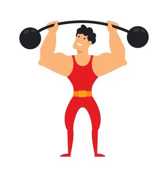 Strongman with dumbbell flat icon Funny circus characters vector