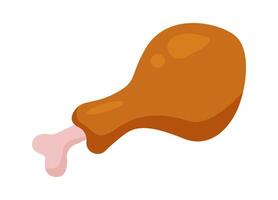 Fried chicken drumsticks flat icon Fast food Tasty meal vector