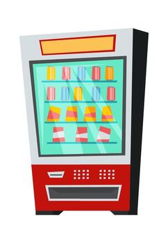 Sweets and drinks vending machine flat icon Automated service vector