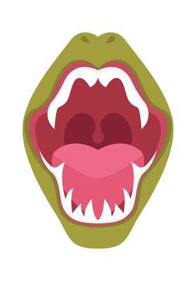 Crocodile jaws with sharp teeth flat icon Animal mouth