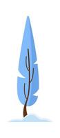 Bare tree covered by snow flat icon Winter landscape Illustration vector