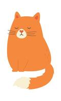 Cute red cat ready to play flat icon Funny pet vector