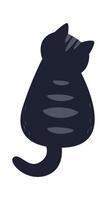 Cute black cat sitting flat icon Funny pet vector