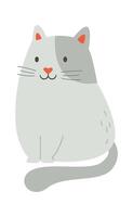 Cute and cheerful cat sitting flat icon Funny pet playing vector