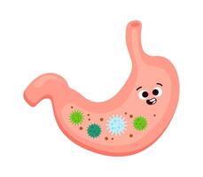 Infection in cartoon stomach flat icon Illness Healthcare vector