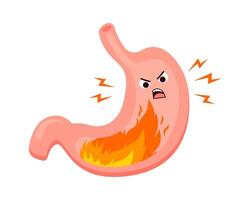 Stomach heartburn flat icon Cartoon Internal organ vector