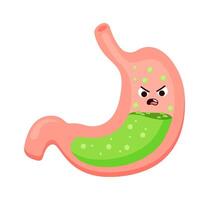 Angry cartoon stomach flat icon Intoxication vector