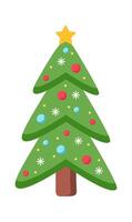 Christmas light on tree flat icon Coniferous forest vector