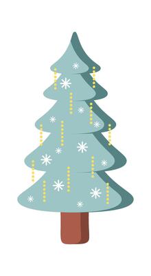 Christmas light on white tree flat icon Coniferous forest